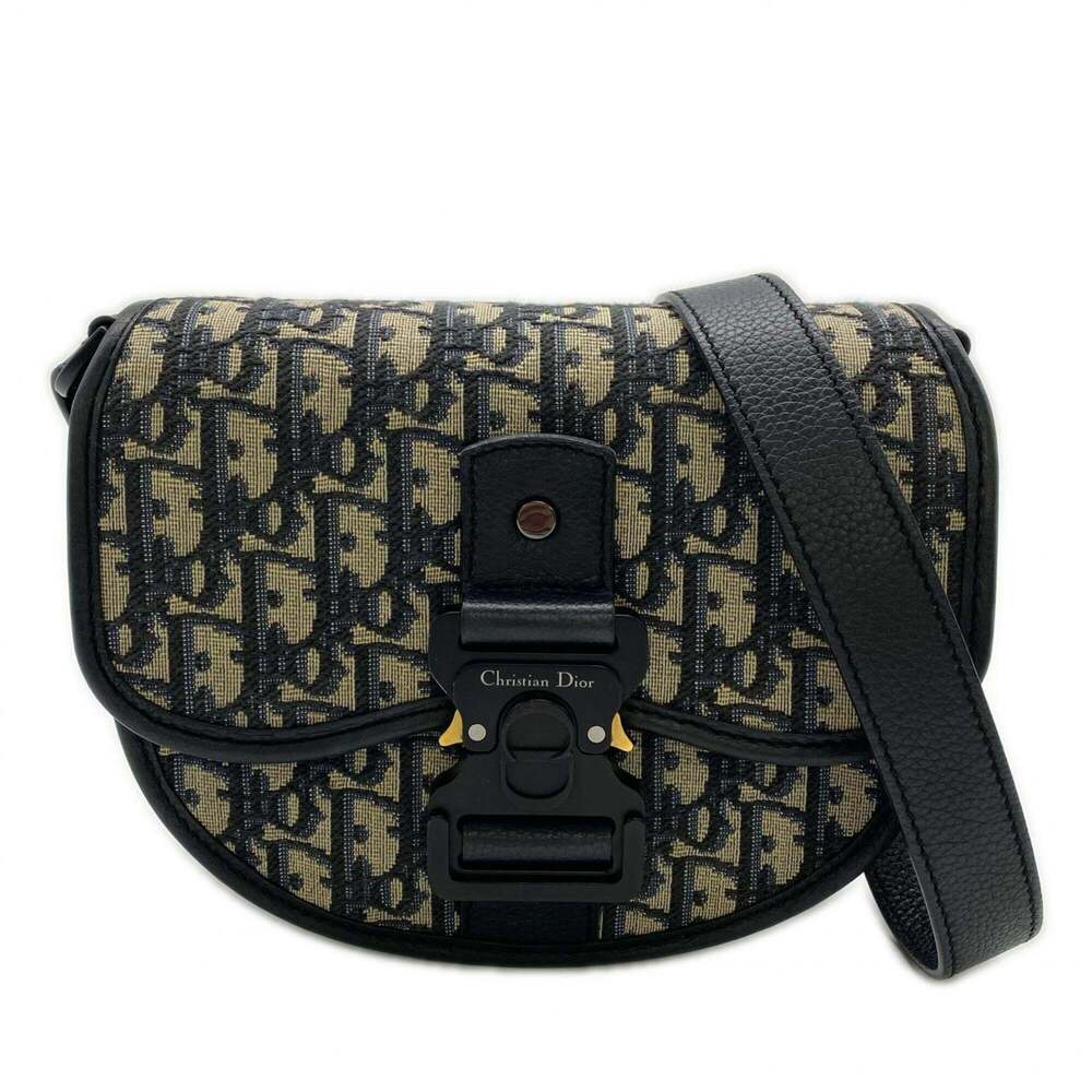 CHRISTIAN DIOR Gray Canvas Shoulder Bag